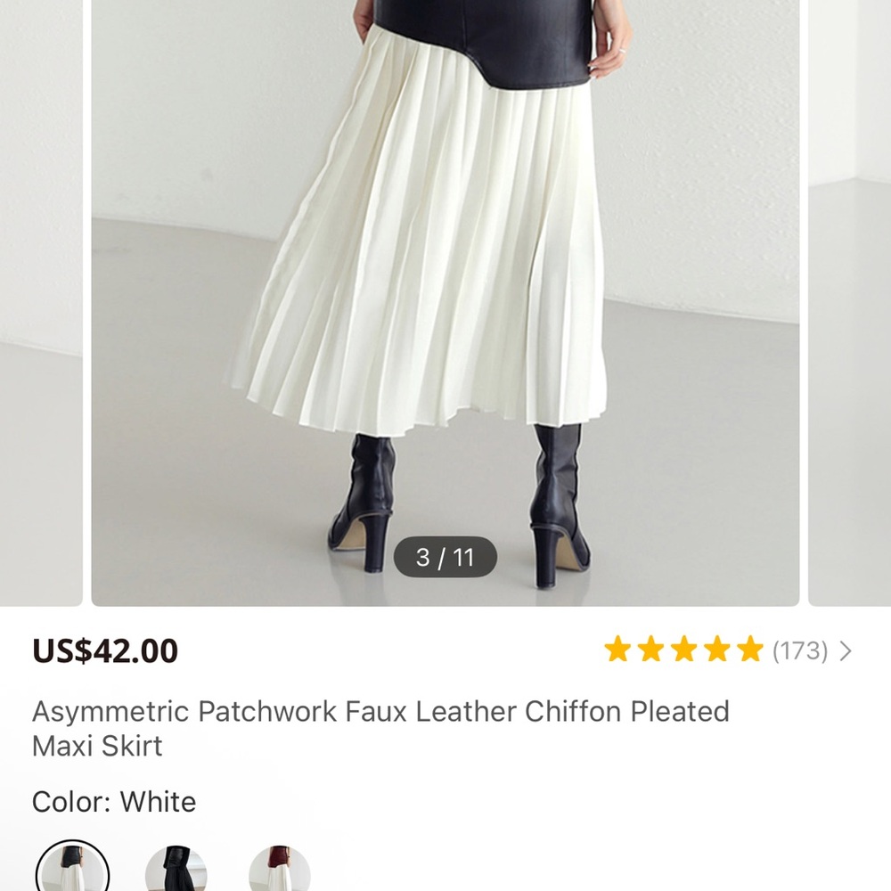NWT- Black and White Pleated Women's Skirt - Picture 2 of 4